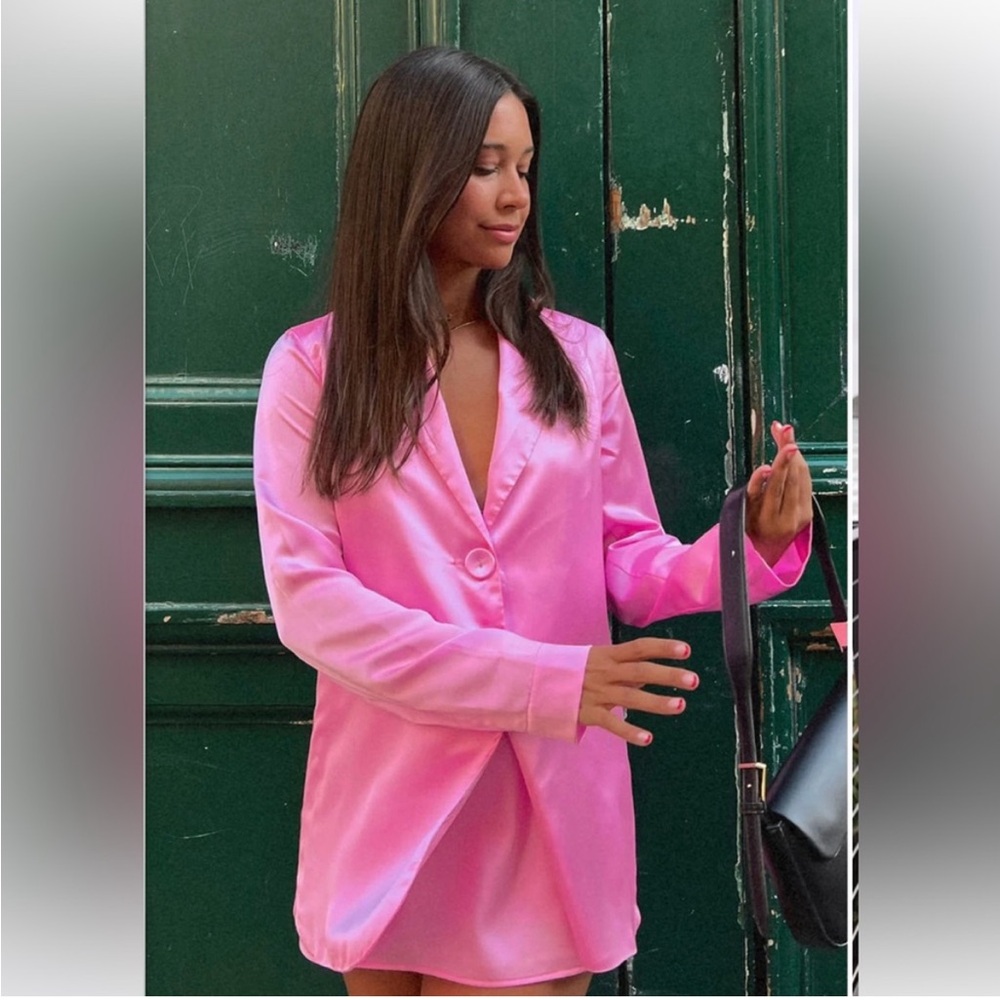 Show Me Your Mumu Pink Felixx Satin Blazer